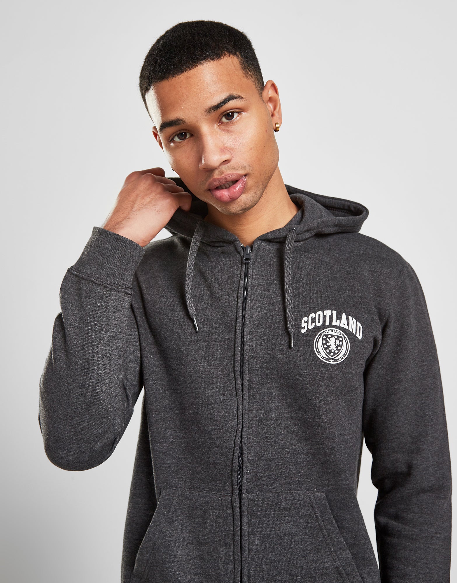 Official Team Scotland Crest Badge Zip Hoodie - Grey - The World Football Store