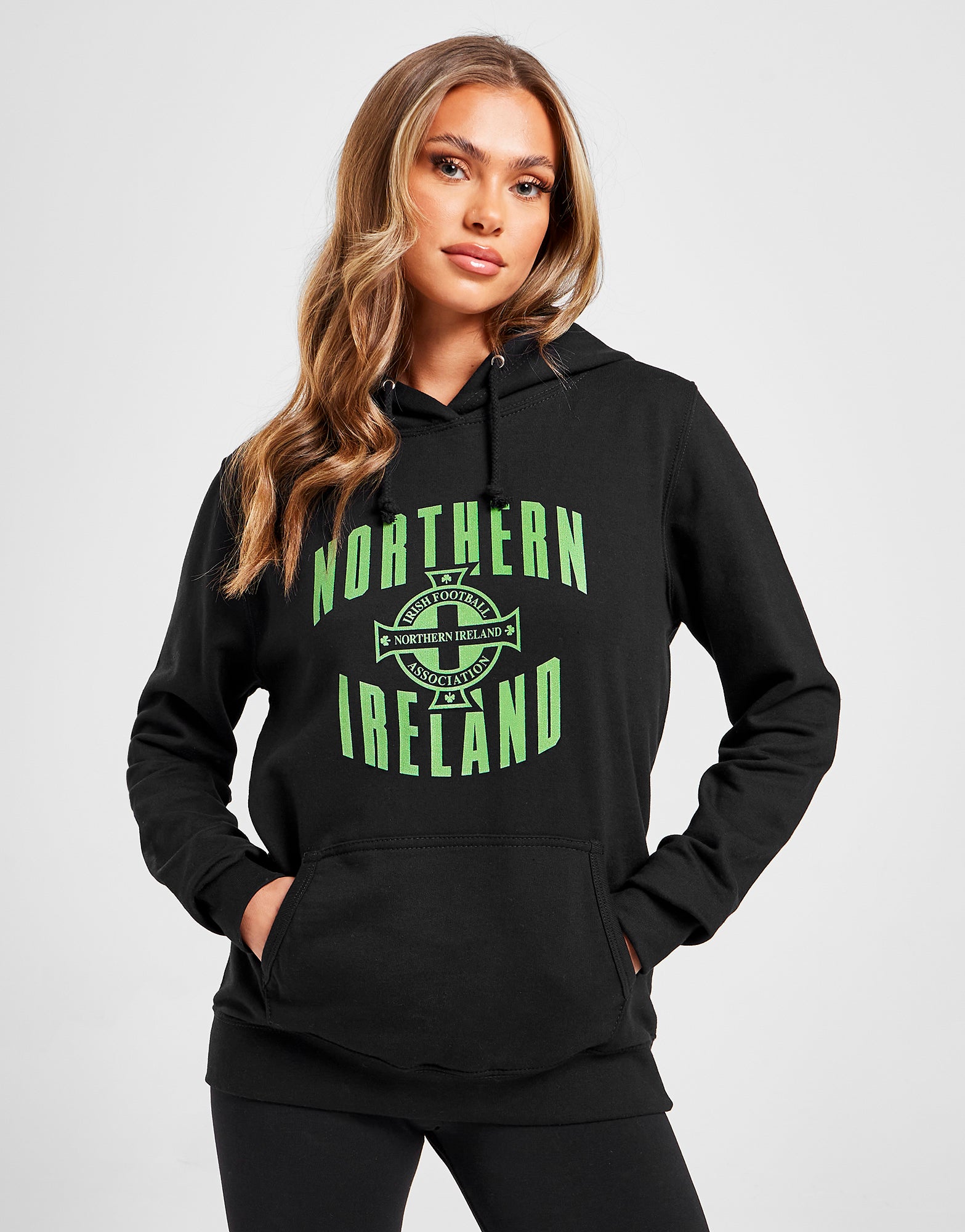 Official Northern Ireland Crest Graphic Hoodie Womens - Navy - The World Football Store